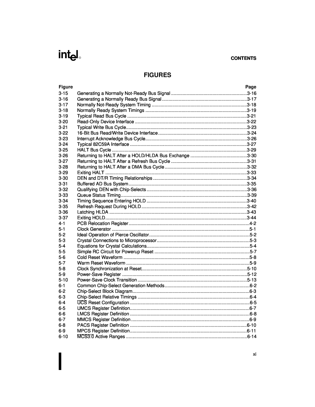 Intel 80C188XL, 80C186XL user manual Figures, Contents, Page, 3-15 
