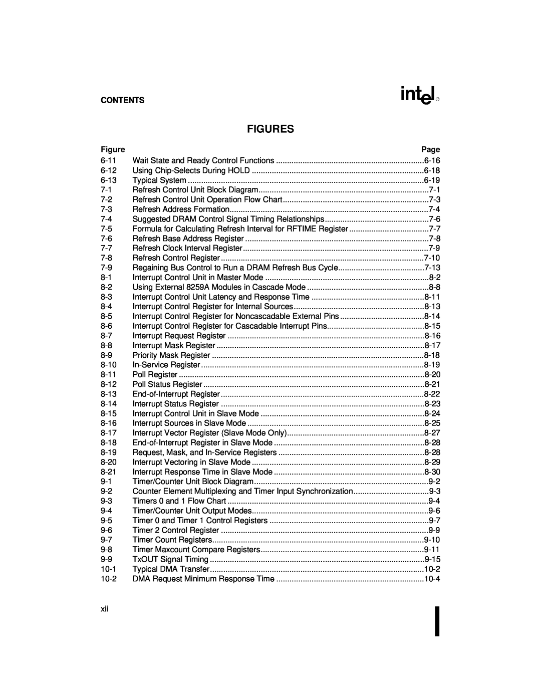 Intel 80C186XL, 80C188XL user manual Figures, Contents, Page, 6-11 