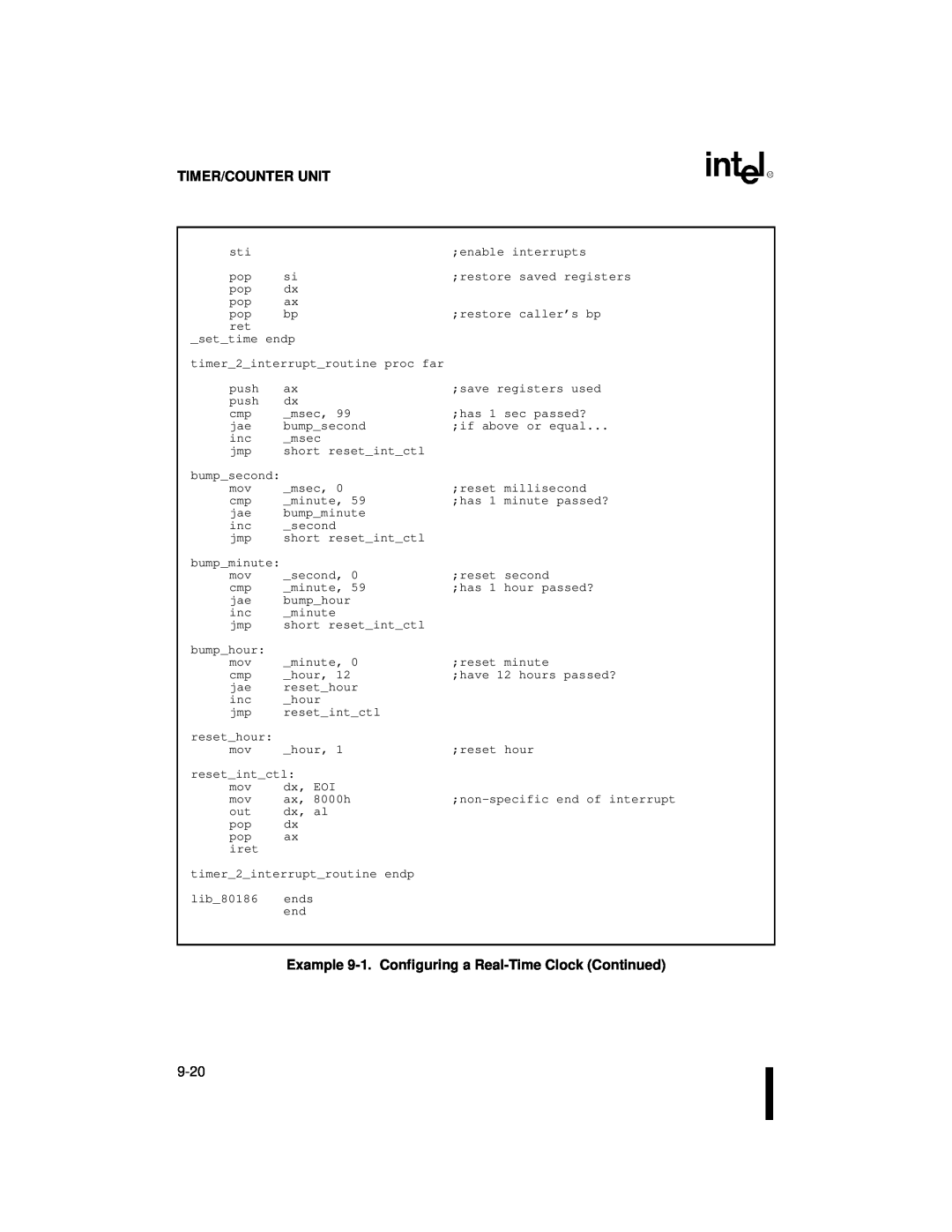 Intel 80C186XL, 80C188XL user manual Timer/Counter Unit, enable interrupts 