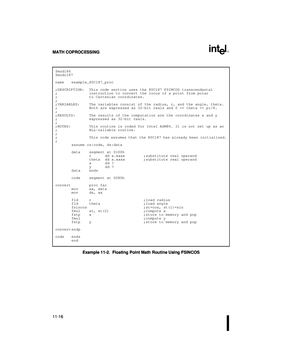 Intel 80C186XL, 80C188XL user manual Math Coprocessing 