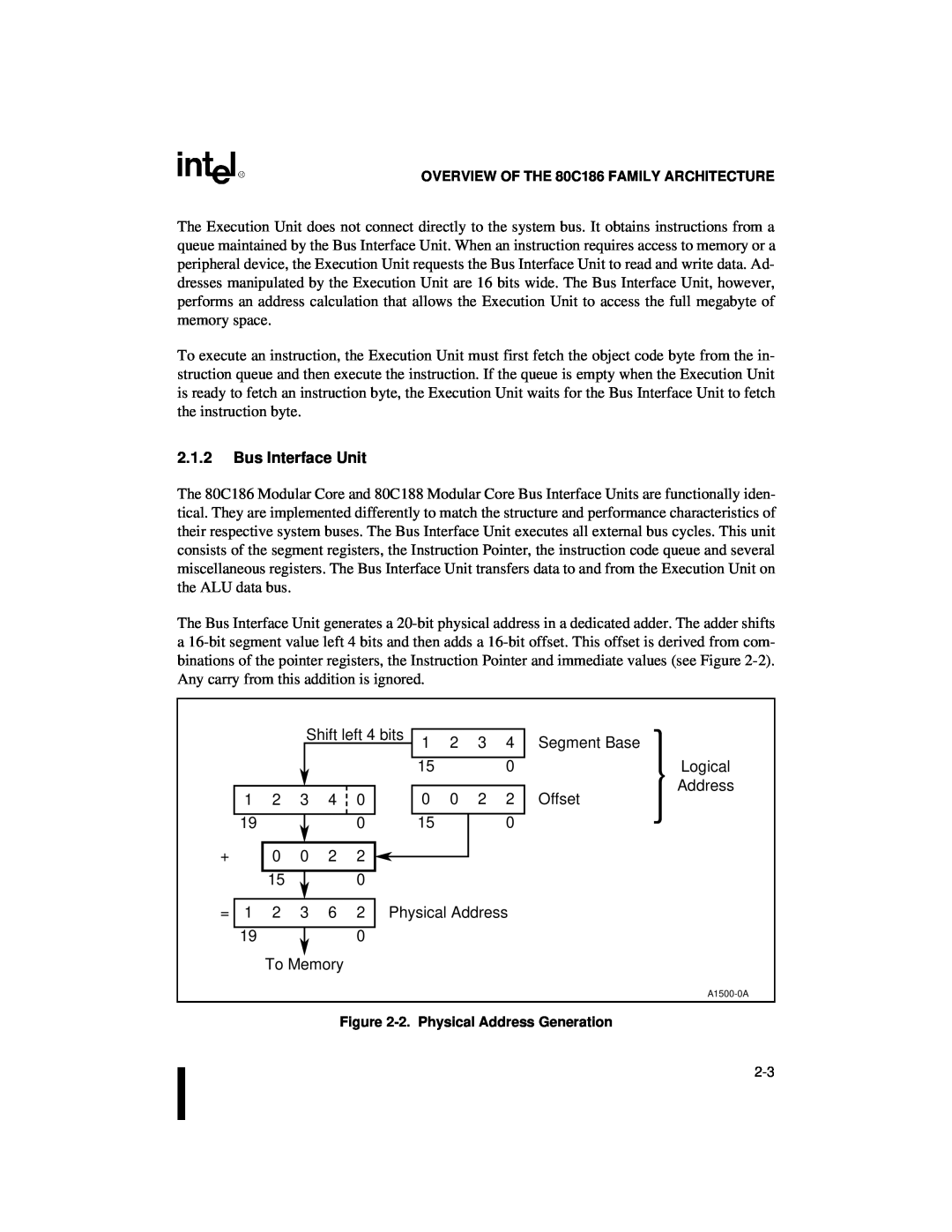 Intel 80C188XL, 80C186XL user manual 2.1.2Bus Interface Unit 