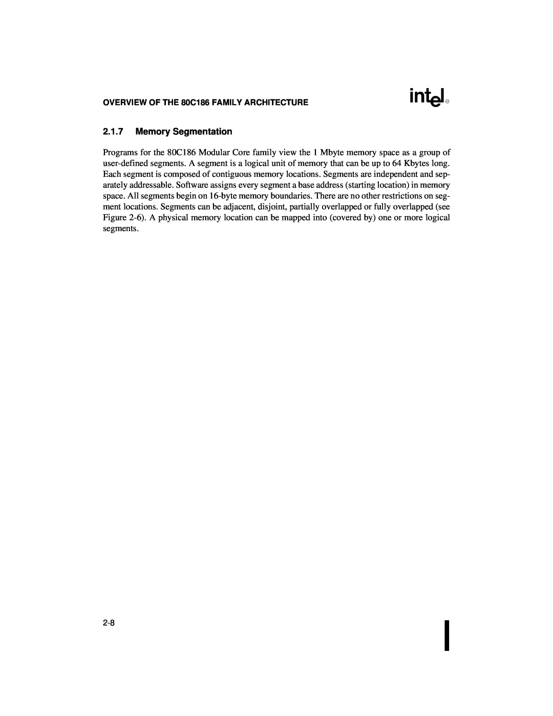 Intel 80C186XL, 80C188XL user manual 2.1.7Memory Segmentation 