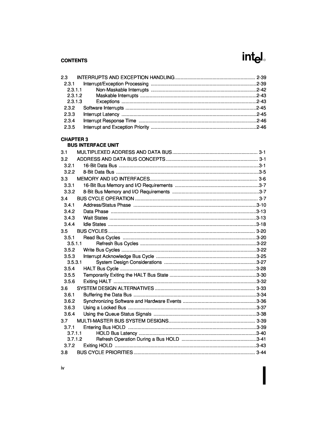 Intel 80C186XL, 80C188XL user manual Contents, Chapter, Bus Interface Unit 