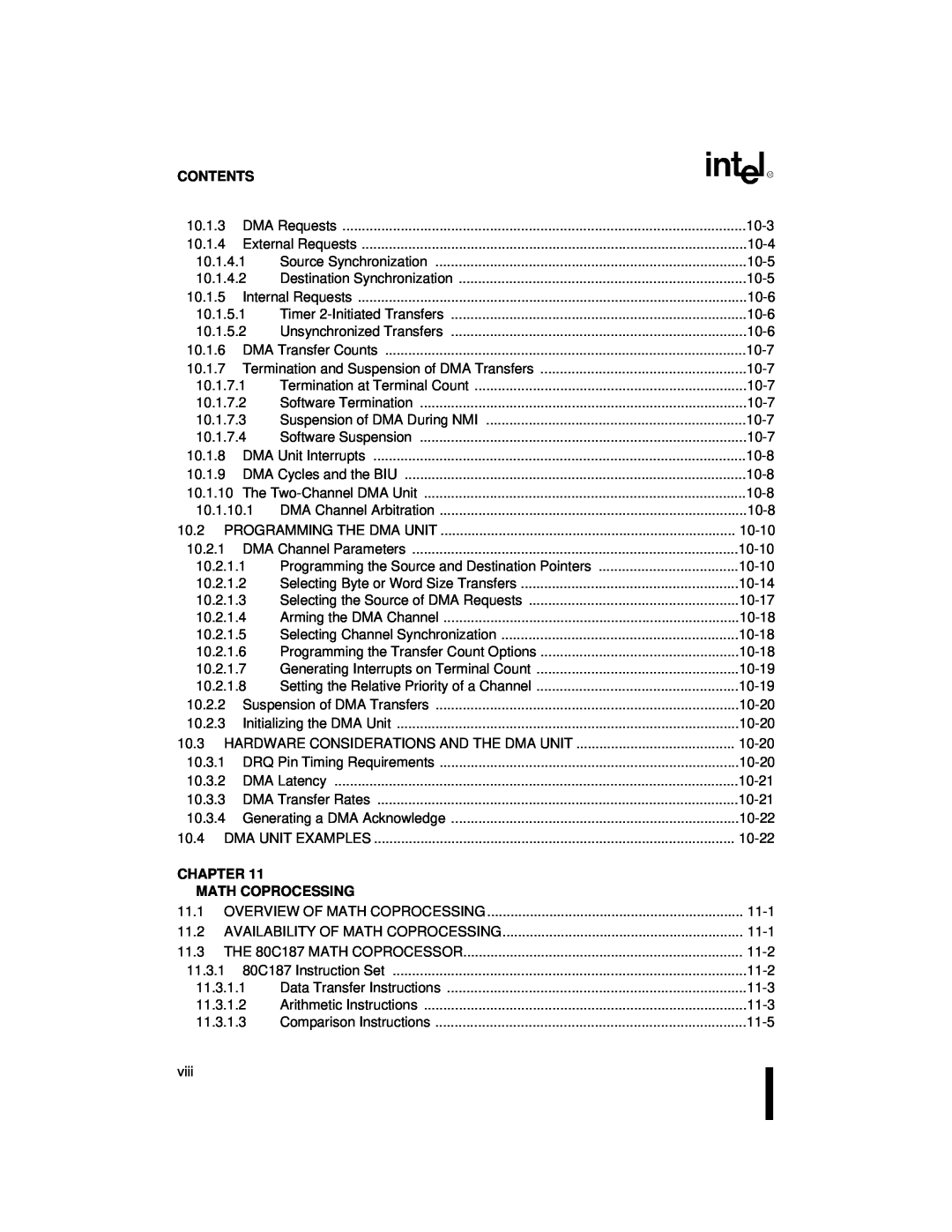 Intel 80C186XL, 80C188XL user manual Contents, Chapter, Math Coprocessing 