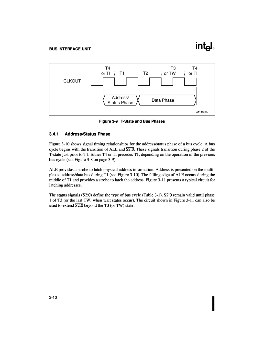 Intel 80C186XL, 80C188XL user manual 3.4.1Address/Status Phase 