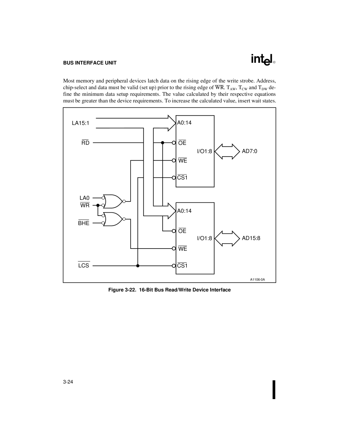 Intel 80C186XL, 80C188XL user manual LA151, LA0 BHE, A014 O18 CS1 AD70 AD158, Lcs 