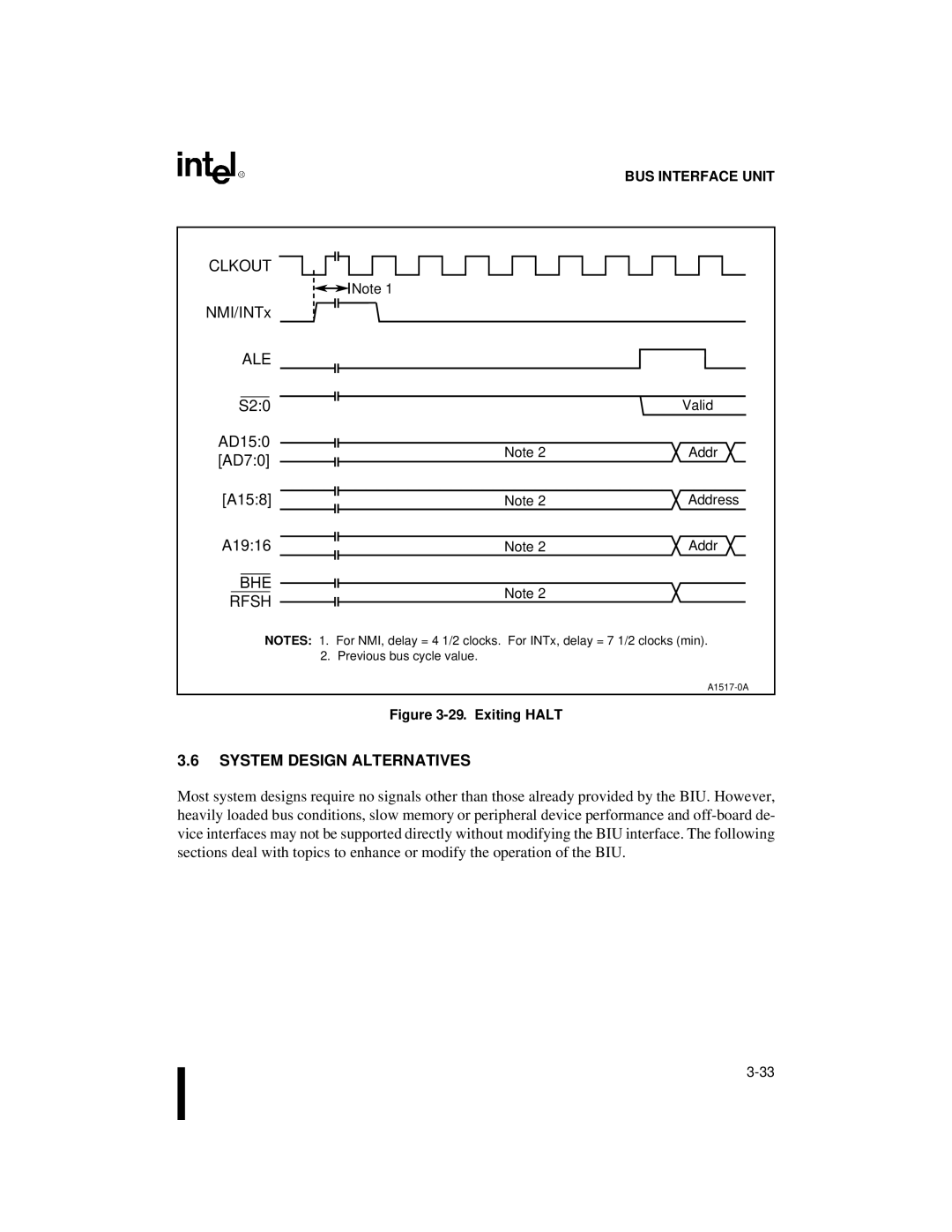 Intel 80C188XL, 80C186XL user manual NMI/INTx, System Design Alternatives 