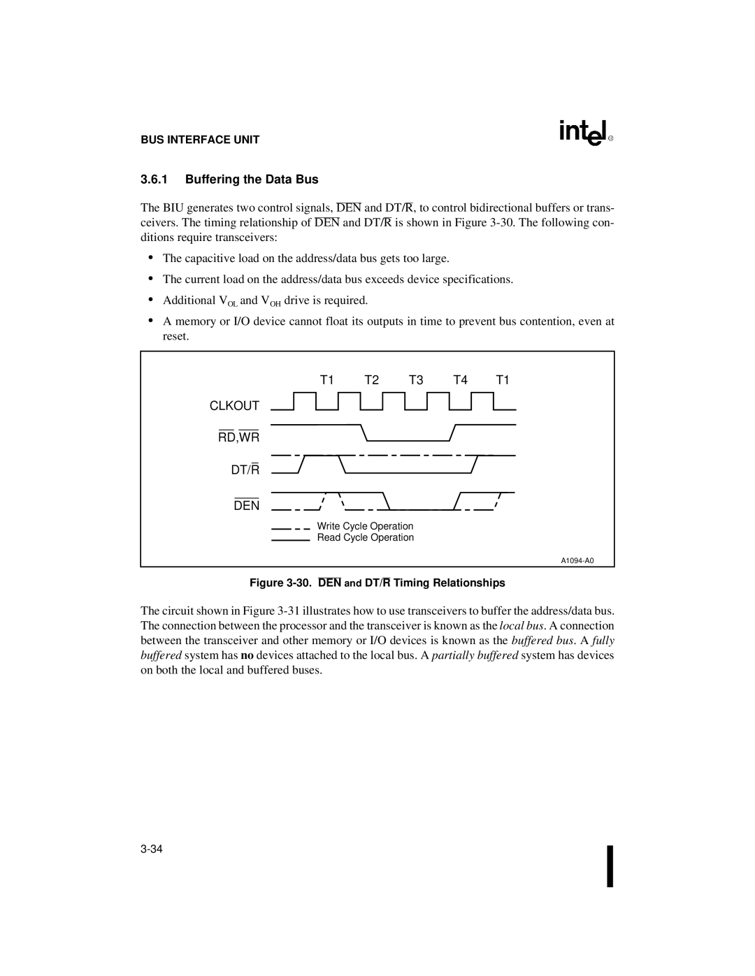 Intel 80C186XL, 80C188XL user manual Buffering the Data Bus, Clkout RD,WR DT/R DEN 