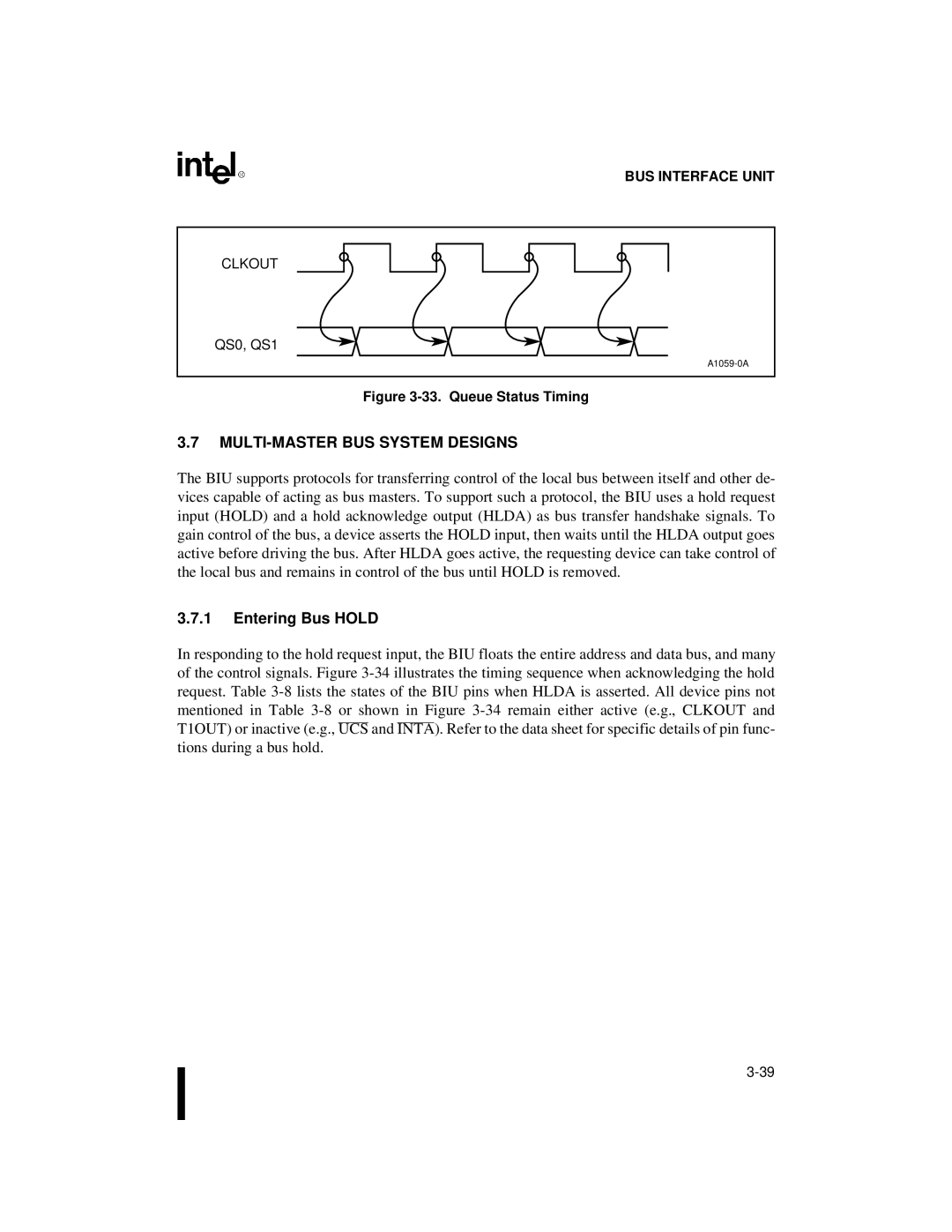 Intel 80C188XL, 80C186XL user manual MULTI-MASTER BUS System Designs, Entering Bus Hold 