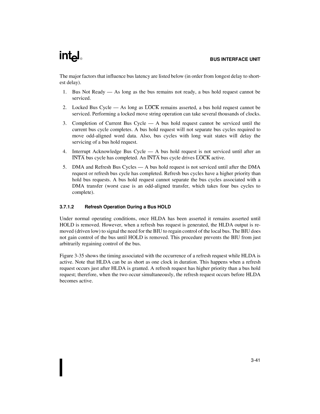 Intel 80C188XL, 80C186XL user manual Refresh Operation During a Bus Hold 