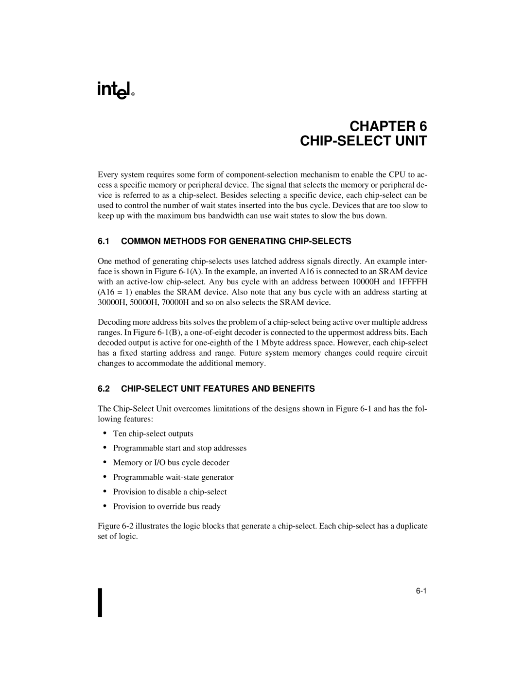 Intel 80C188XL, 80C186XL user manual Common Methods for Generating CHIP-SELECTS, CHIP-SELECT Unit Features and Benefits 