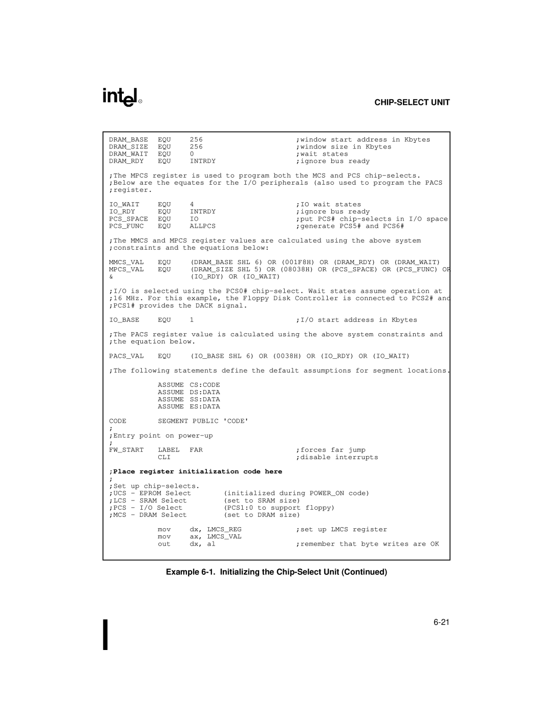 Intel 80C188XL, 80C186XL user manual Drambase EQU 