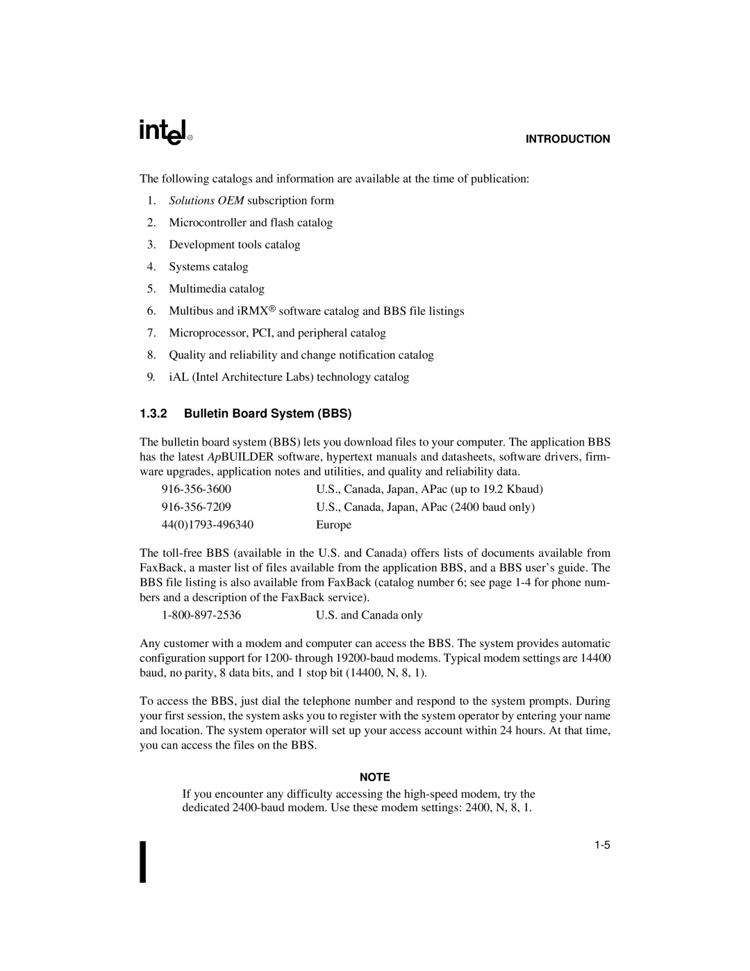 Intel 80C188XL, 80C186XL user manual Bulletin Board System BBS 