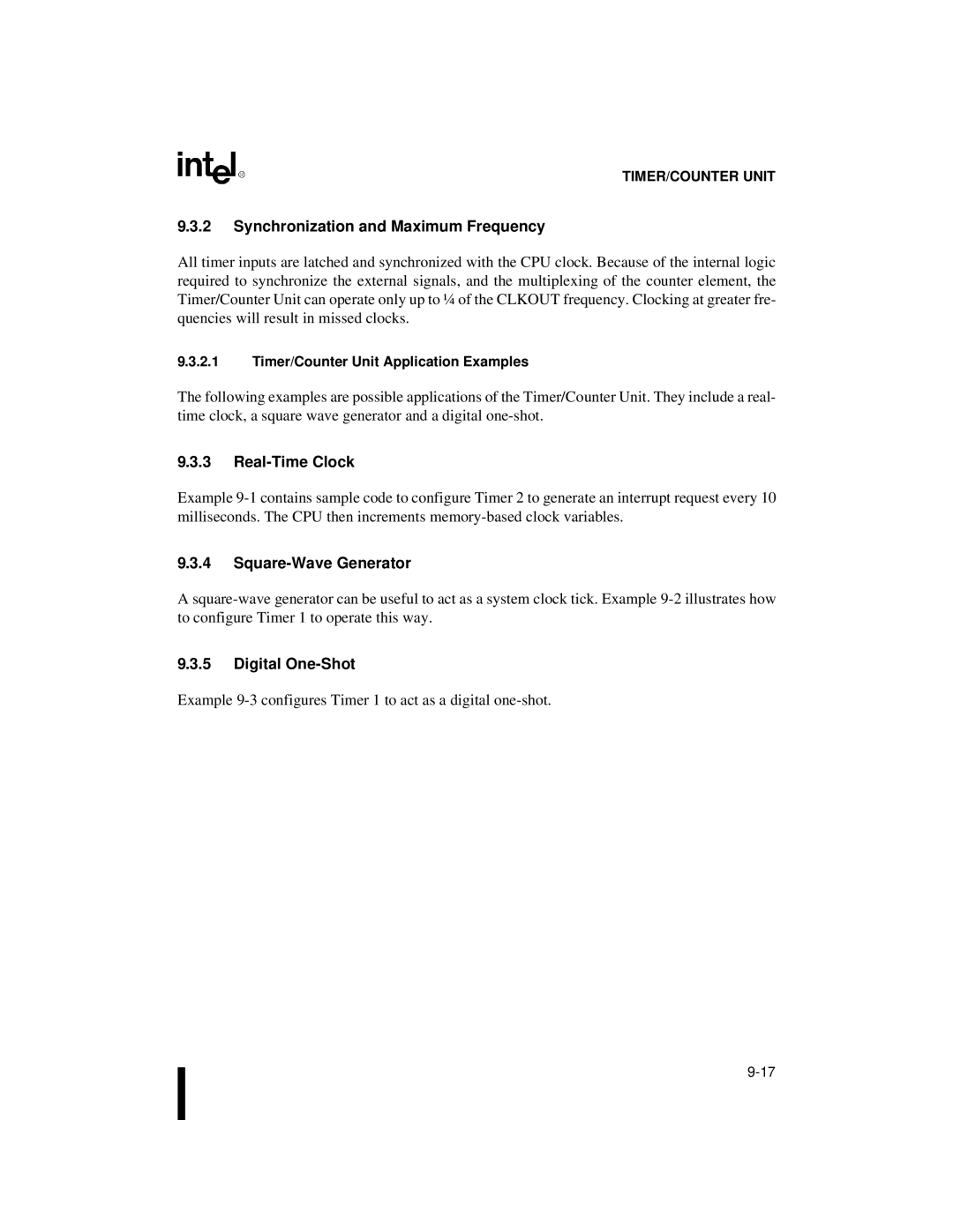 Intel 80C188XL, 80C186XL Synchronization and Maximum Frequency, Real-Time Clock, Square-Wave Generator, Digital One-Shot 