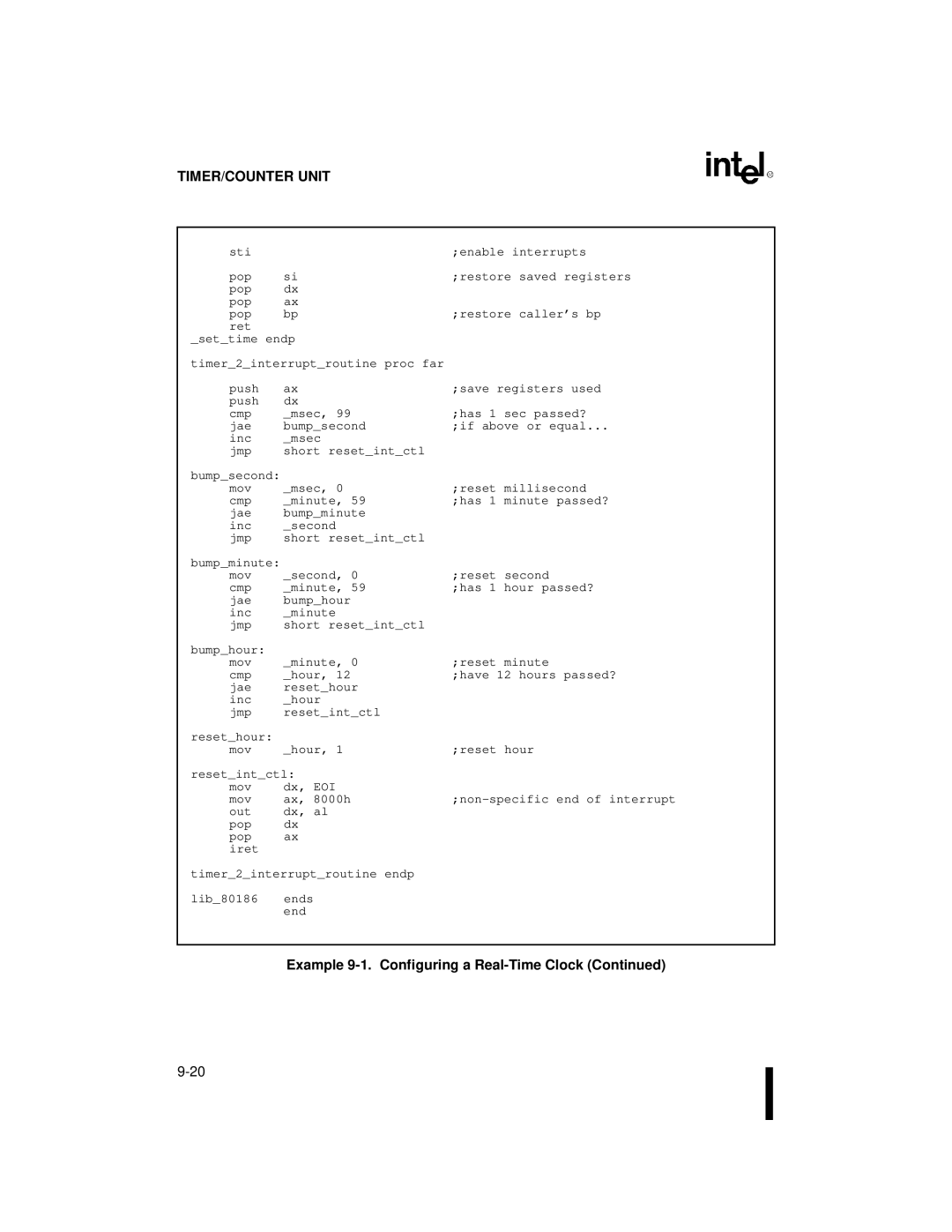 Intel 80C186XL, 80C188XL user manual Timer2interruptroutine proc far 