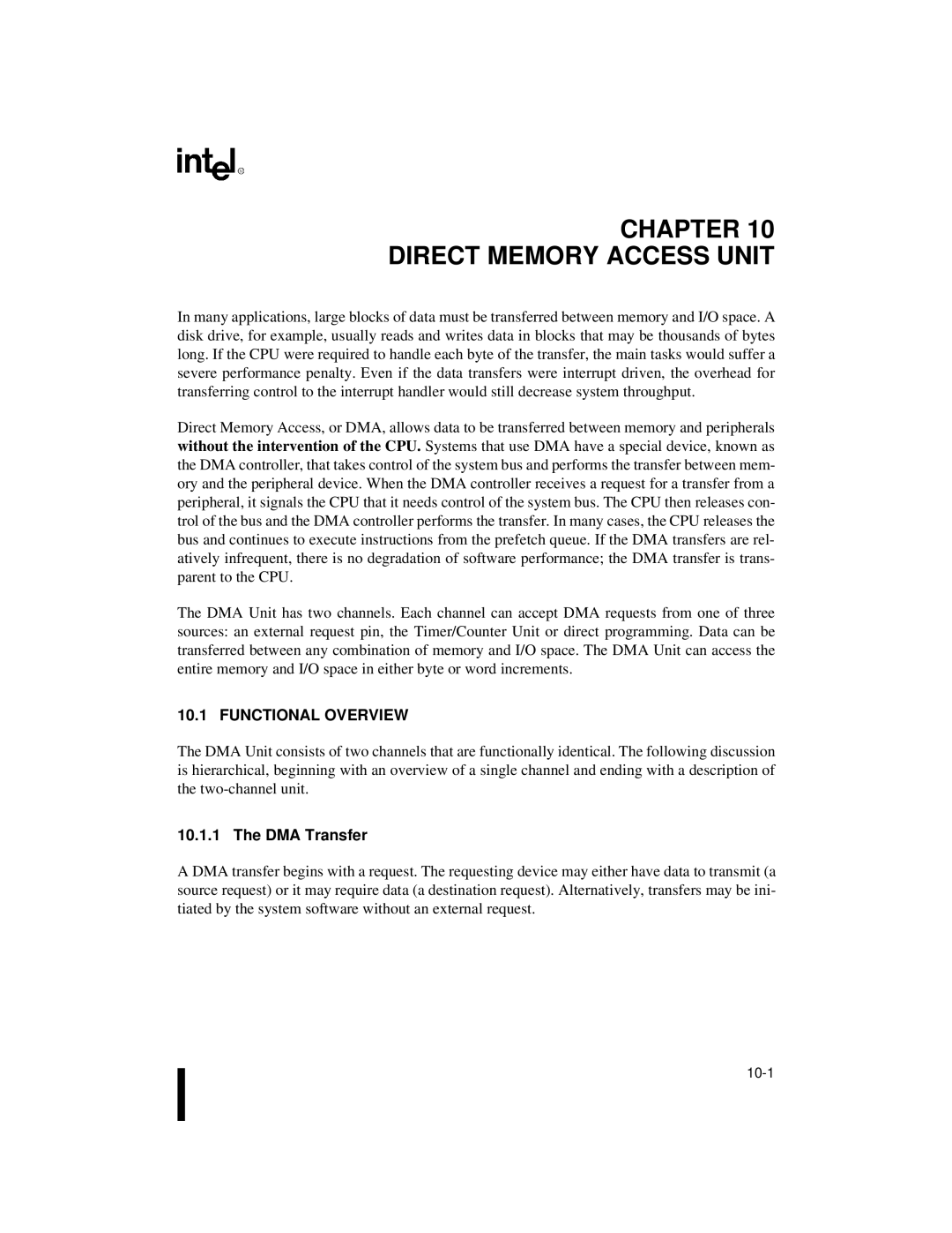 Intel 80C188XL, 80C186XL user manual Chapter Direct Memory Access Unit, DMA Transfer 