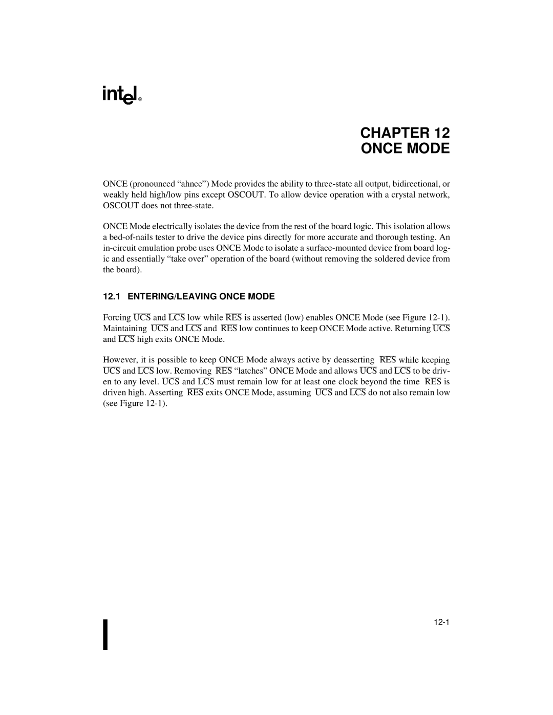 Intel 80C188XL, 80C186XL user manual Chapter Once Mode, ENTERING/LEAVING Once Mode 