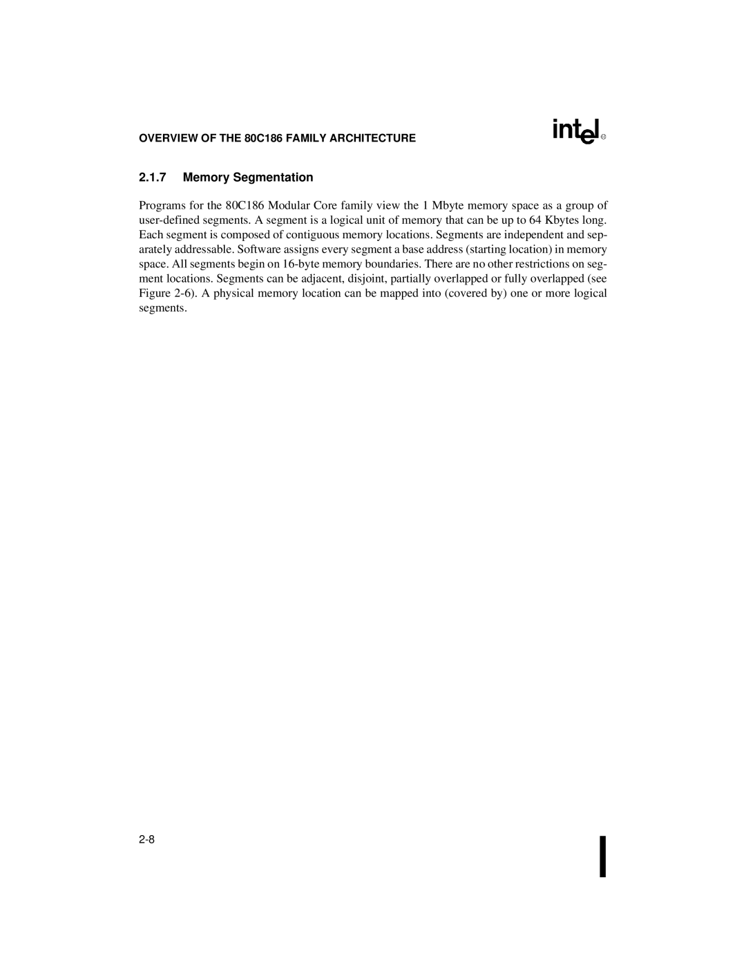 Intel 80C186XL, 80C188XL user manual Memory Segmentation 