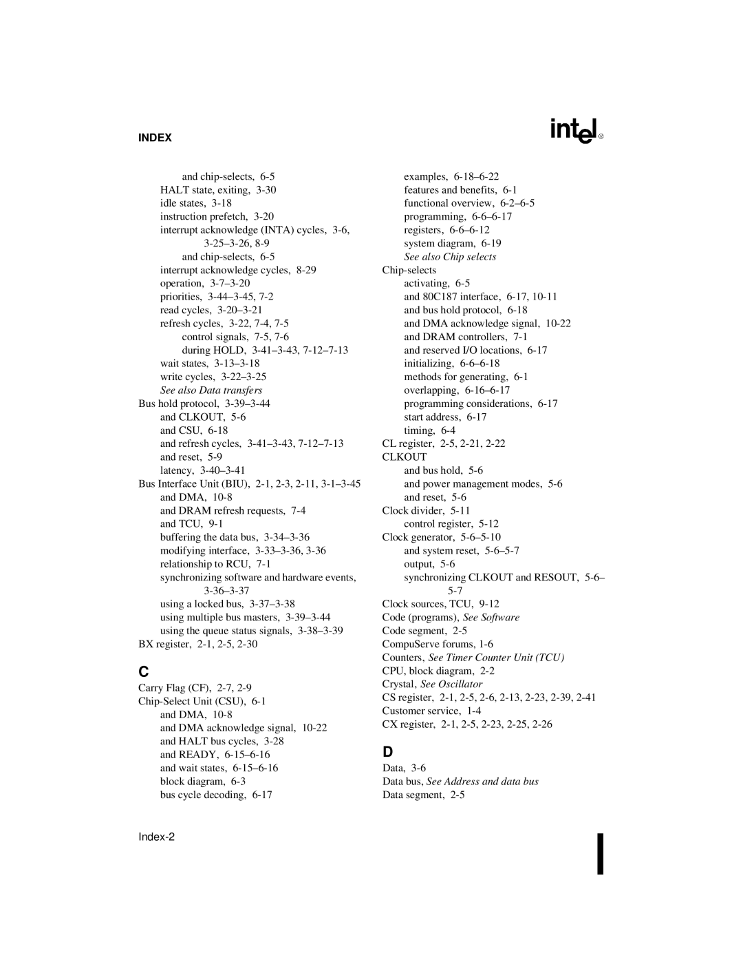 Intel 80C186XL, 80C188XL user manual Index-2 