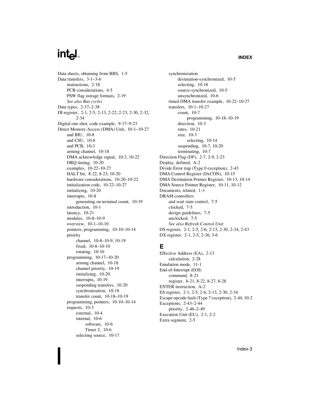 Intel 80C188XL, 80C186XL user manual Index-3 