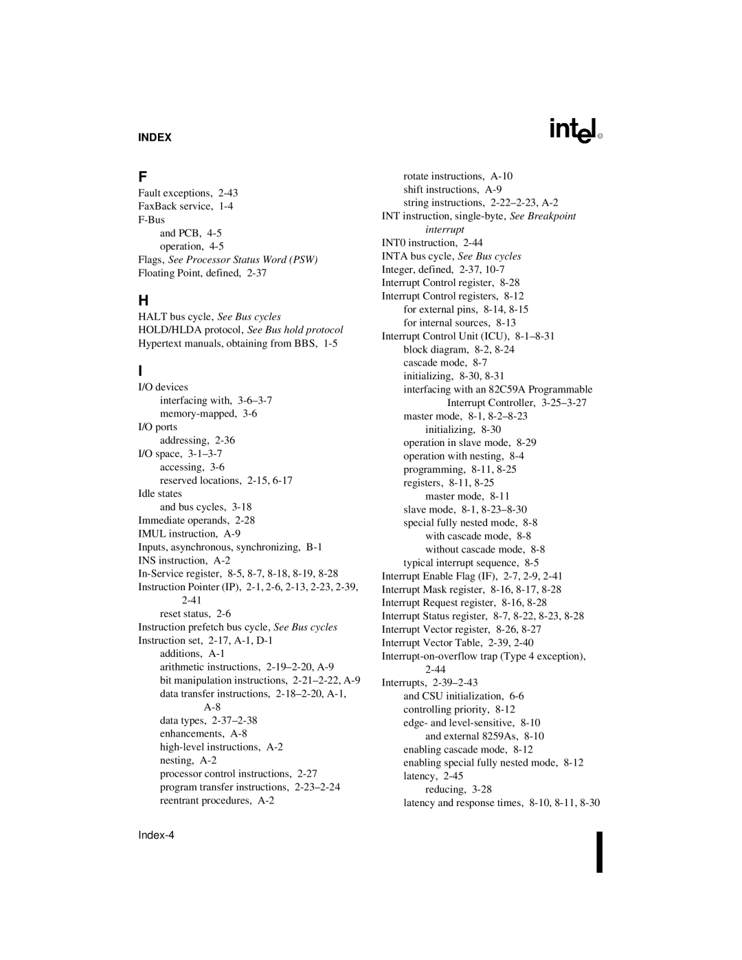 Intel 80C186XL, 80C188XL user manual Index-4 