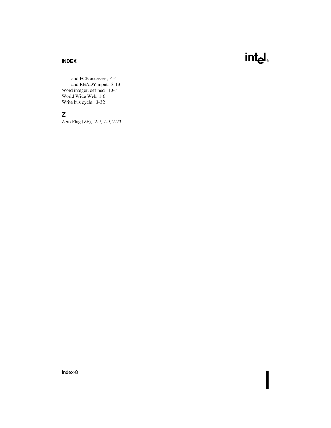 Intel 80C186XL, 80C188XL user manual Index-8 