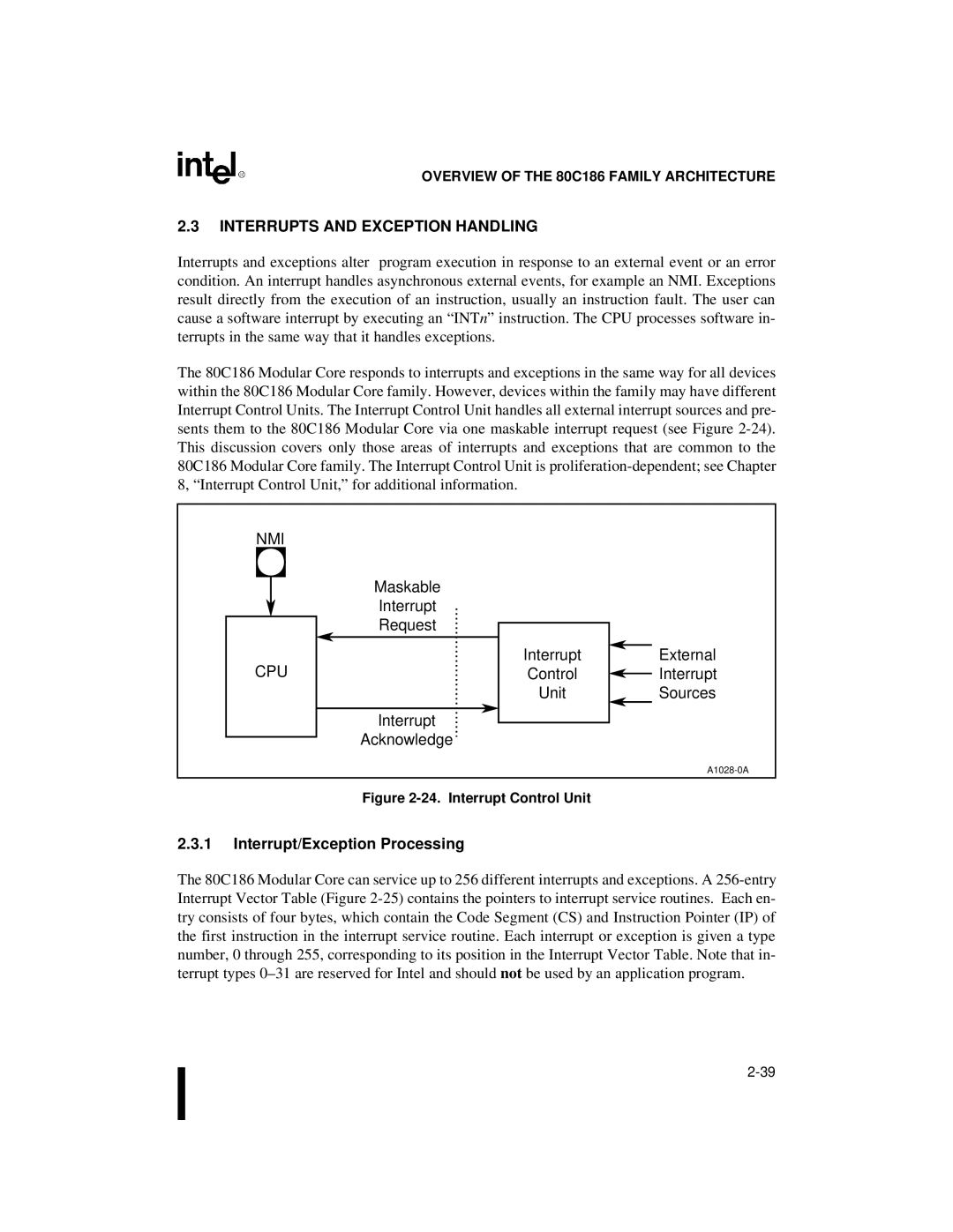 Intel 80C188XL, 80C186XL user manual Interrupts and Exception Handling, Interrupt/Exception Processing 