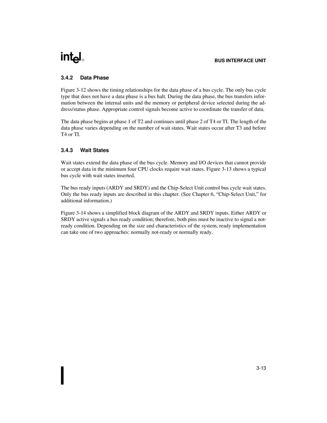 Intel 80C188XL, 80C186XL user manual Data Phase, Wait States 