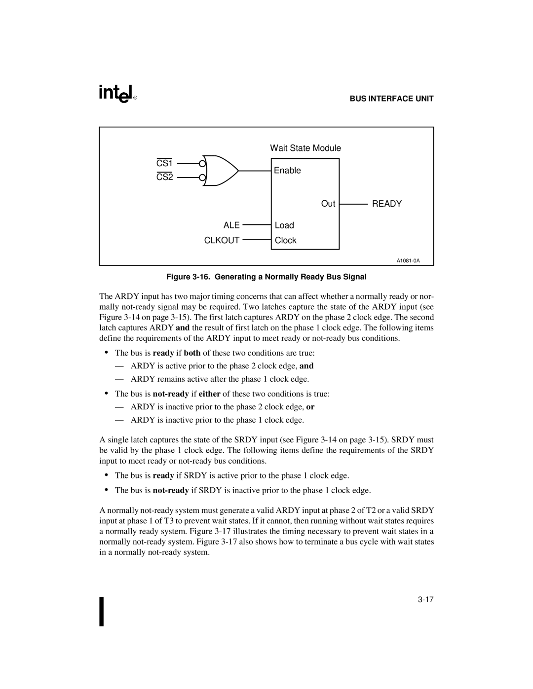 Intel 80C188XL, 80C186XL user manual Clock, Generating a Normally Ready Bus Signal 