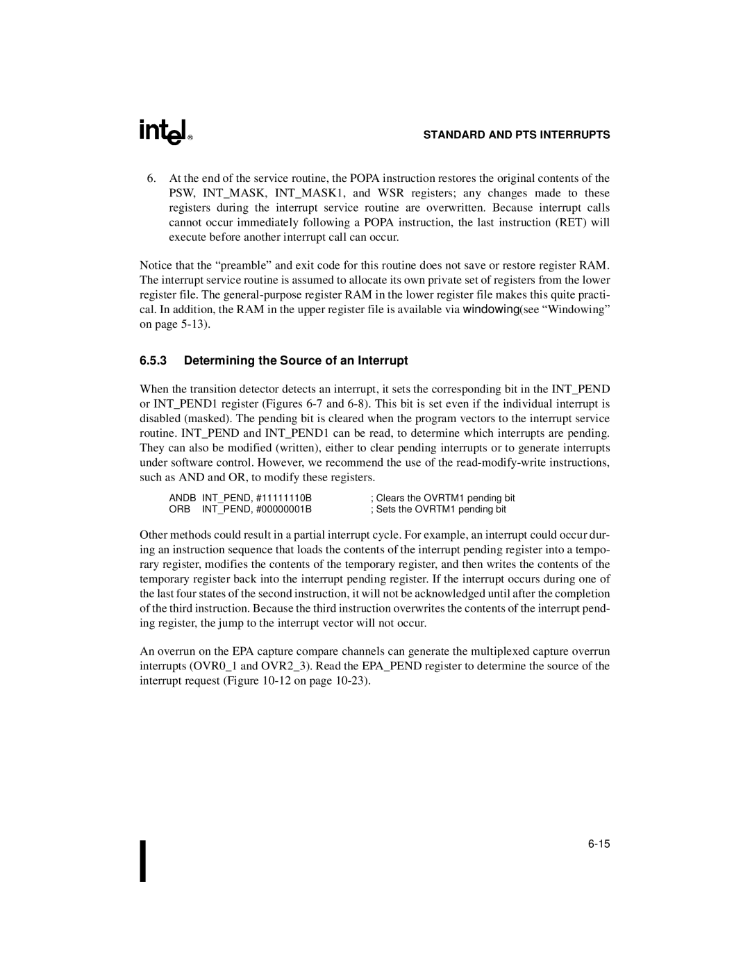 Intel Microcontroller, 80C196NU, 8XC196NP manual Determining the Source of an Interrupt 