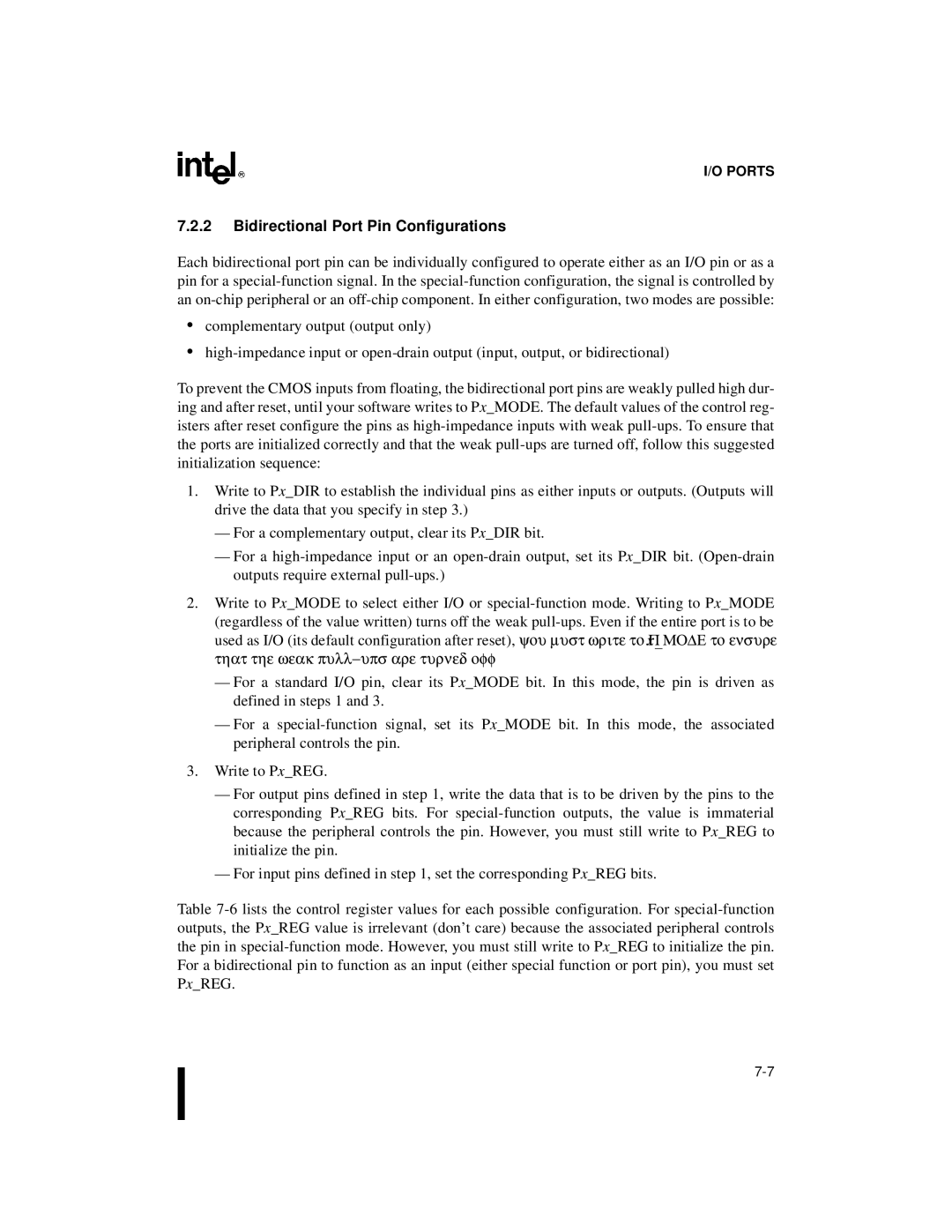 Intel Microcontroller, 80C196NU, 8XC196NP manual Bidirectional Port Pin Configurations 