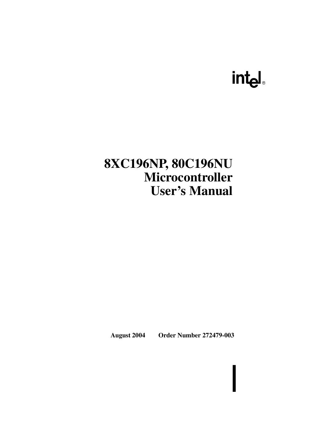 Intel manual 8XC196NP, 80C196NU Microcontroller User’s Manual 