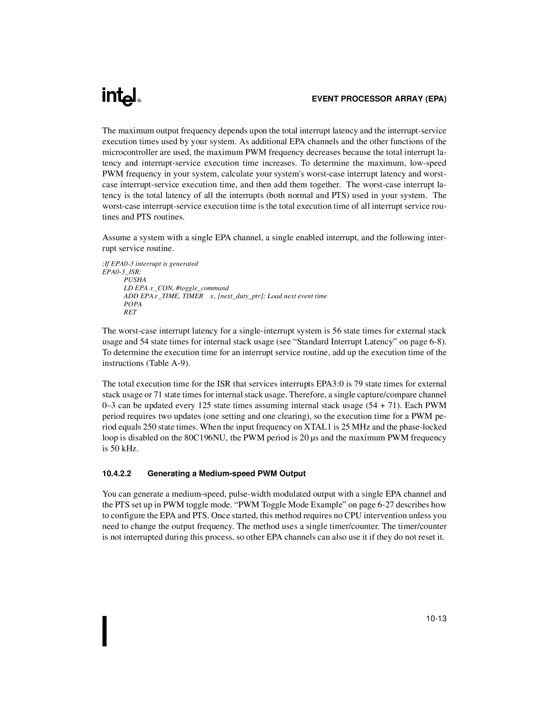 Intel 80C196NU, 8XC196NP, Microcontroller manual Generating a Medium-speed PWM Output 