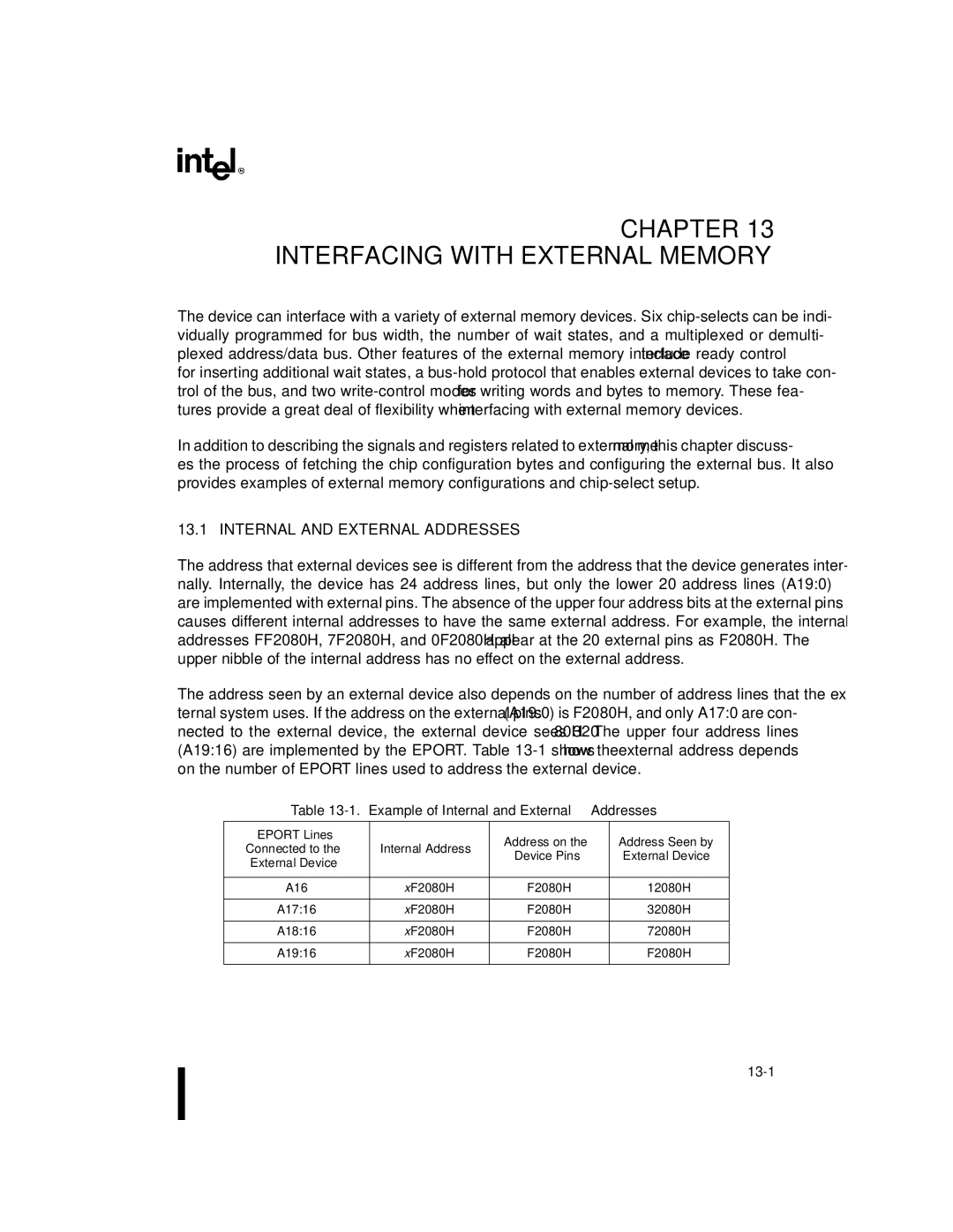 Intel 80C196NU, 8XC196NP, Microcontroller manual Example of Internal and External Addresses 