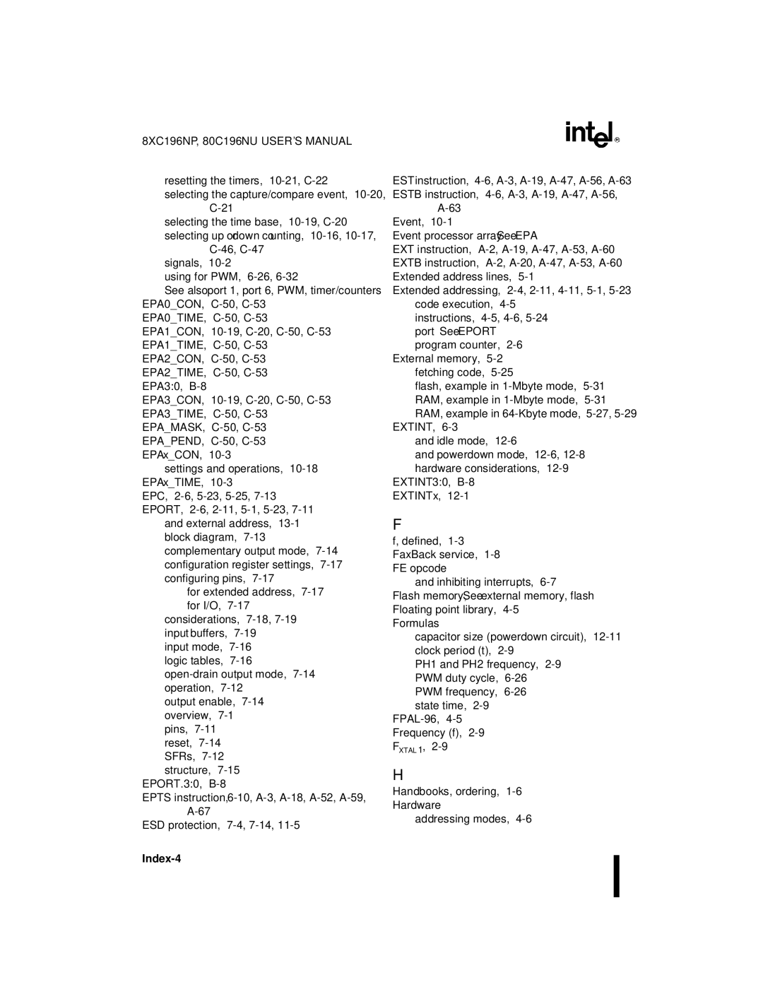 Intel 8XC196NP, 80C196NU, Microcontroller manual Index-4 