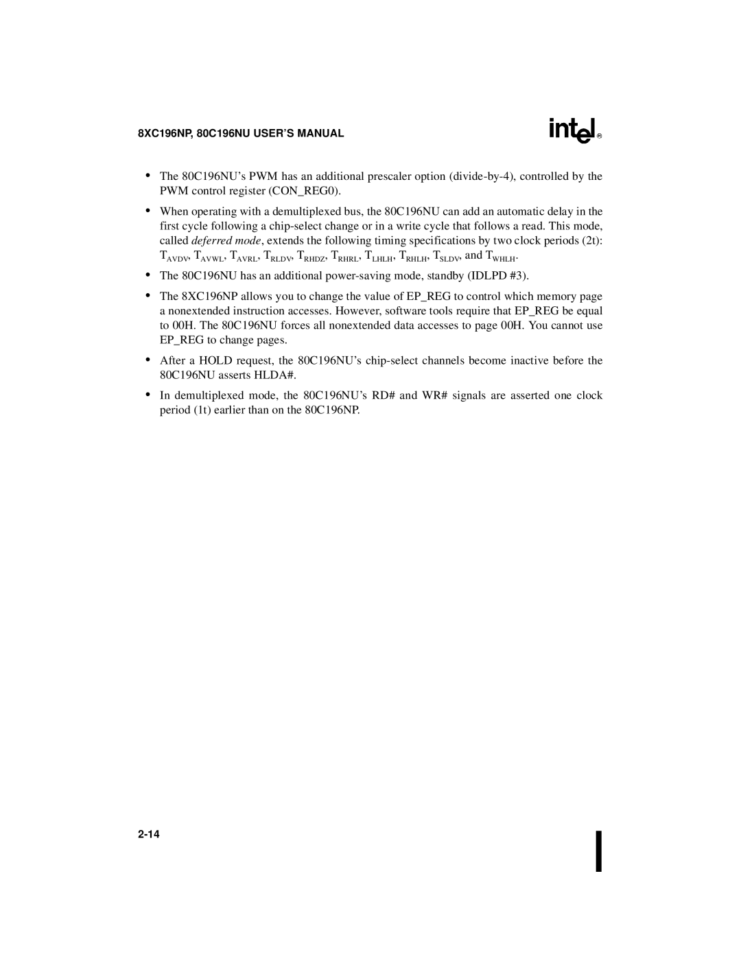 Intel Microcontroller manual 8XC196NP, 80C196NU USER’S Manual 