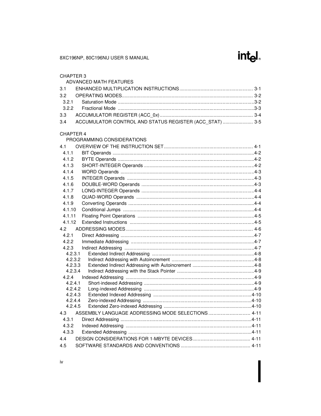 Intel Microcontroller, 80C196NU, 8XC196NP manual Chapter Programming Considerations 