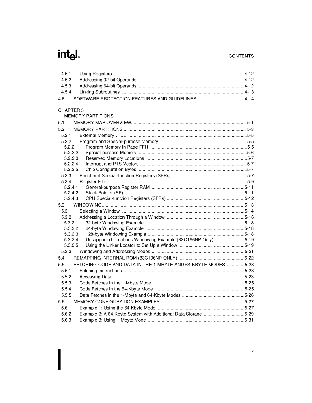 Intel 80C196NU, 8XC196NP, Microcontroller manual Contents 