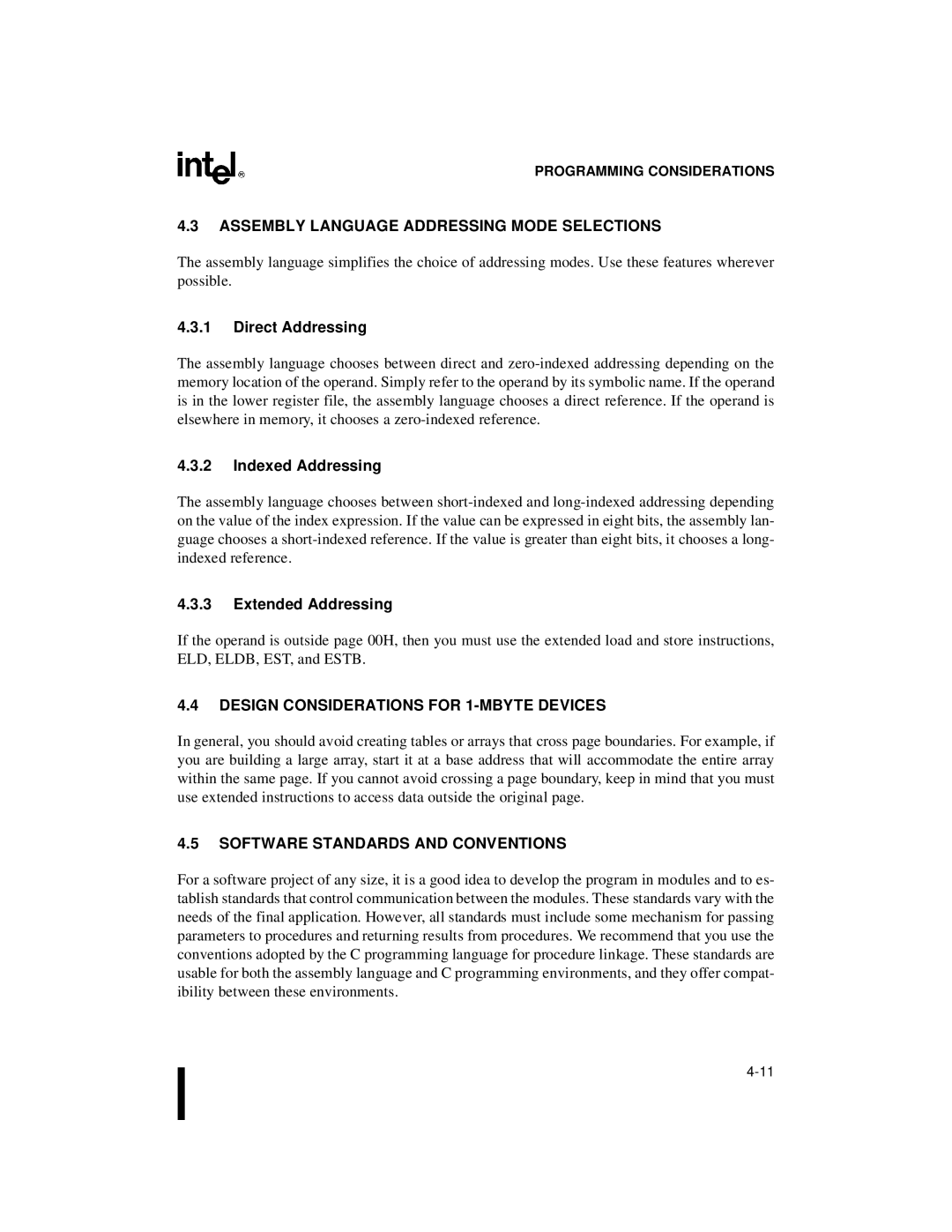 Intel Microcontroller, 80C196NU, 8XC196NP manual Assembly Language Addressing Mode Selections, Extended Addressing 