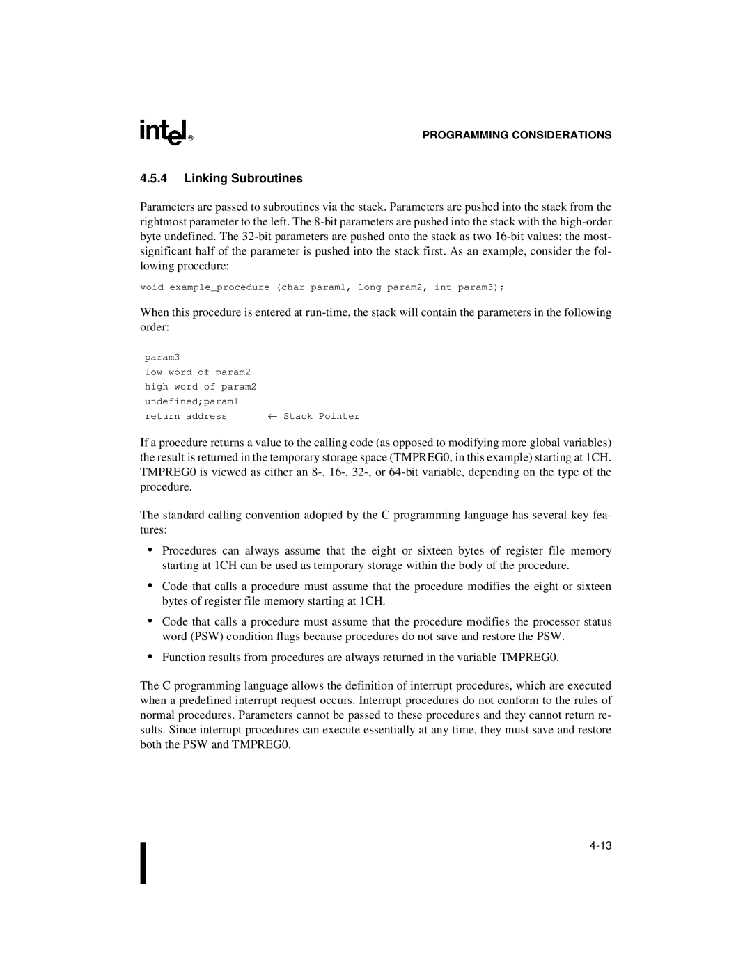 Intel 8XC196NP, 80C196NU, Microcontroller manual Linking Subroutines 