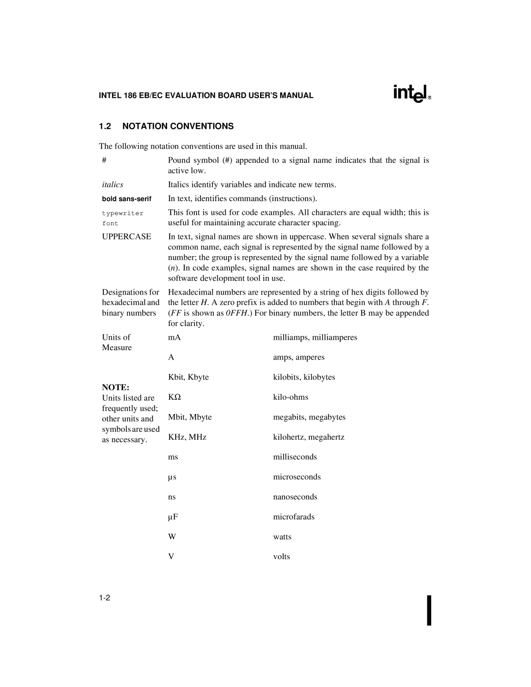 Intel 80L186EC, 80L188EC, 80L186EB, 80C186EB, 80C188EB, 80L188EB, 80C188EC, 80C186EC user manual Notation Conventions, Italics 