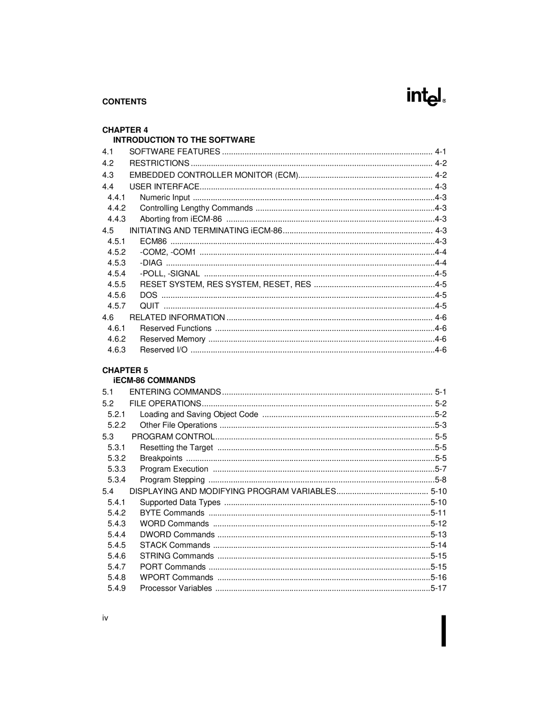 Intel 80C188EB, 80L188EC, 80L186EB, 80L186EC, 80C186EB, 80L188EB, 80C188EC Contents Chapter Introduction to the Software 