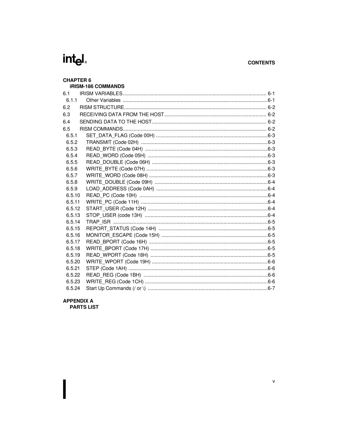 Intel 80L188EB, 80L188EC, 80L186EB, 80L186EC, 80C186EB, 80C188EB Irism Variables, Rism Structure, Rism Commands, Trapisr 