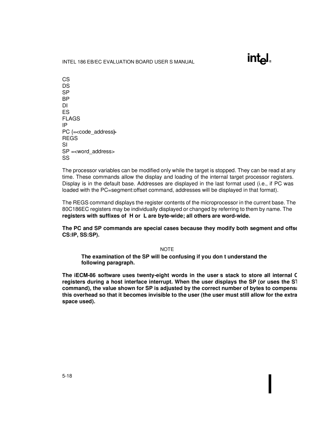 Intel 80C188EB, 80L188EC, 80L186EB, 80L186EC, 80C186EB, 80L188EB, 80C188EC, 80C186EC user manual PC =codeaddress 