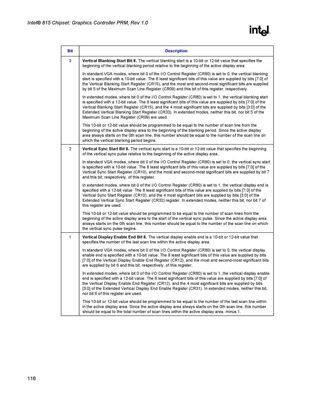 Intel 815 manual 116 