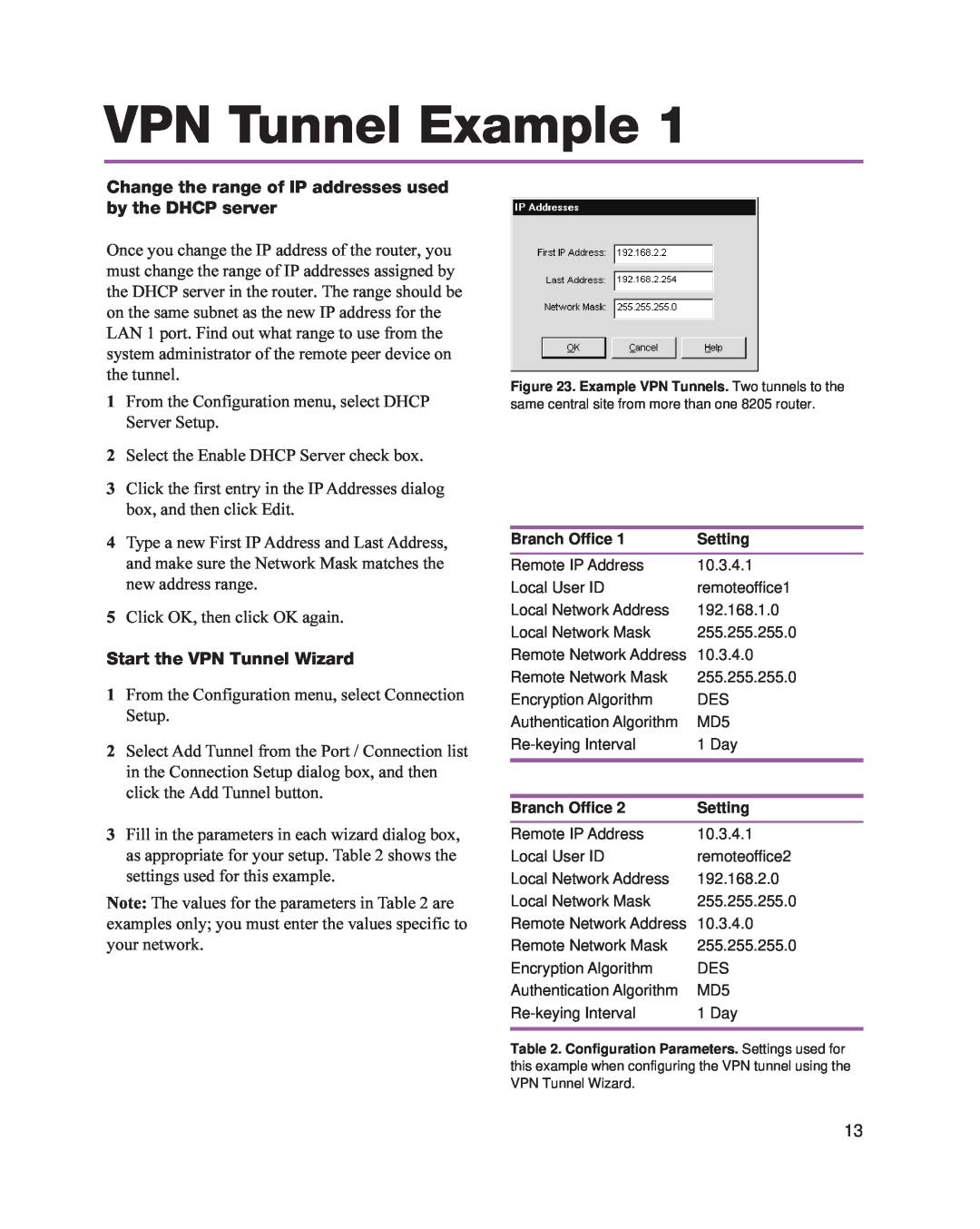 Intel 8205 quick start Start the VPN Tunnel Wizard, VPN Tunnel Example 