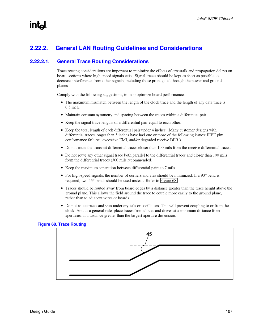 Intel 820E manual General LAN Routing Guidelines and Considerations, General Trace Routing Considerations 