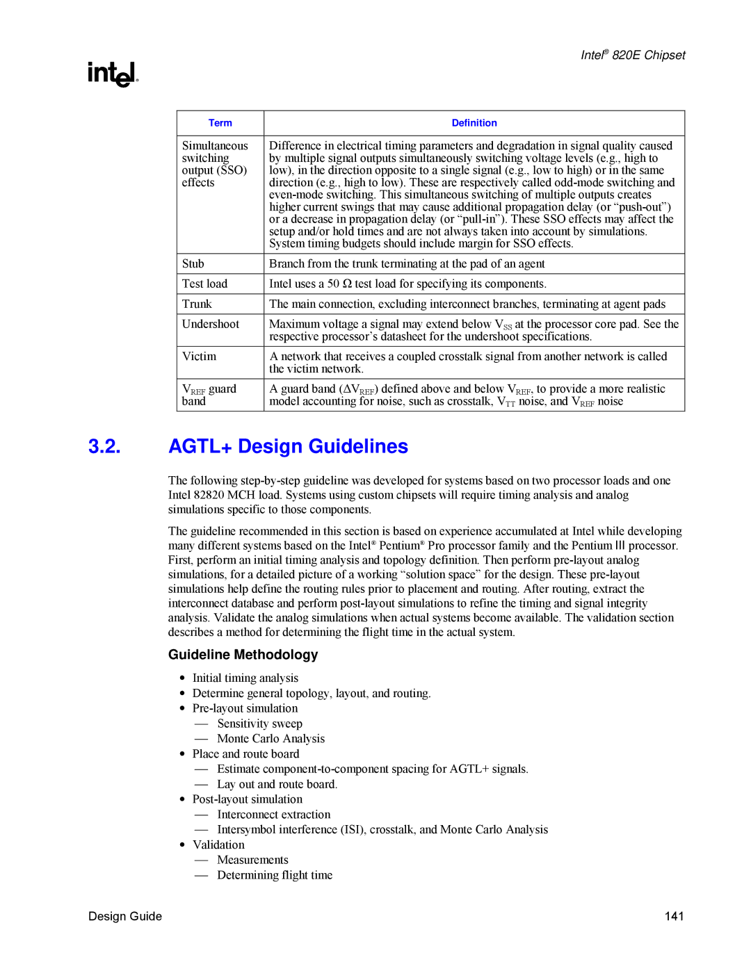 Intel 820E manual AGTL+ Design Guidelines, Guideline Methodology 