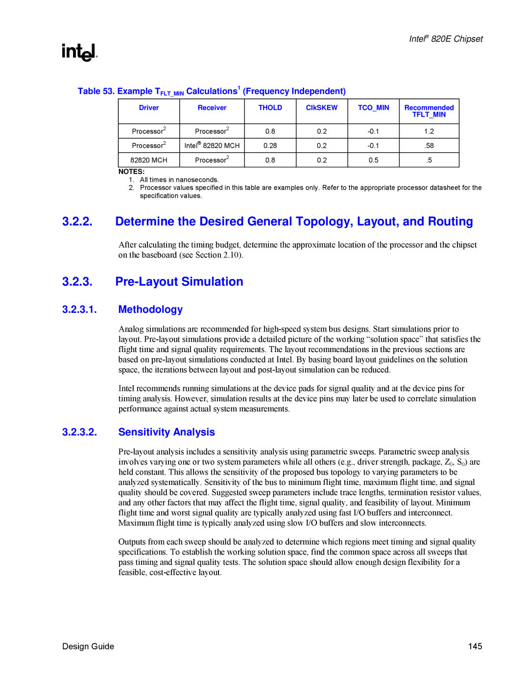 Intel 820E manual Determine the Desired General Topology, Layout, and Routing, Pre-Layout Simulation, Methodology, ClkSKEW 