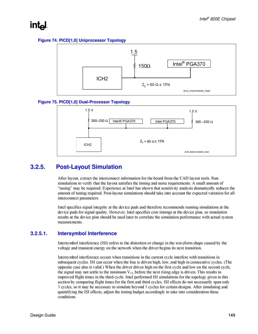 Intel 820E manual Post-Layout Simulation, Intersymbol Interference 